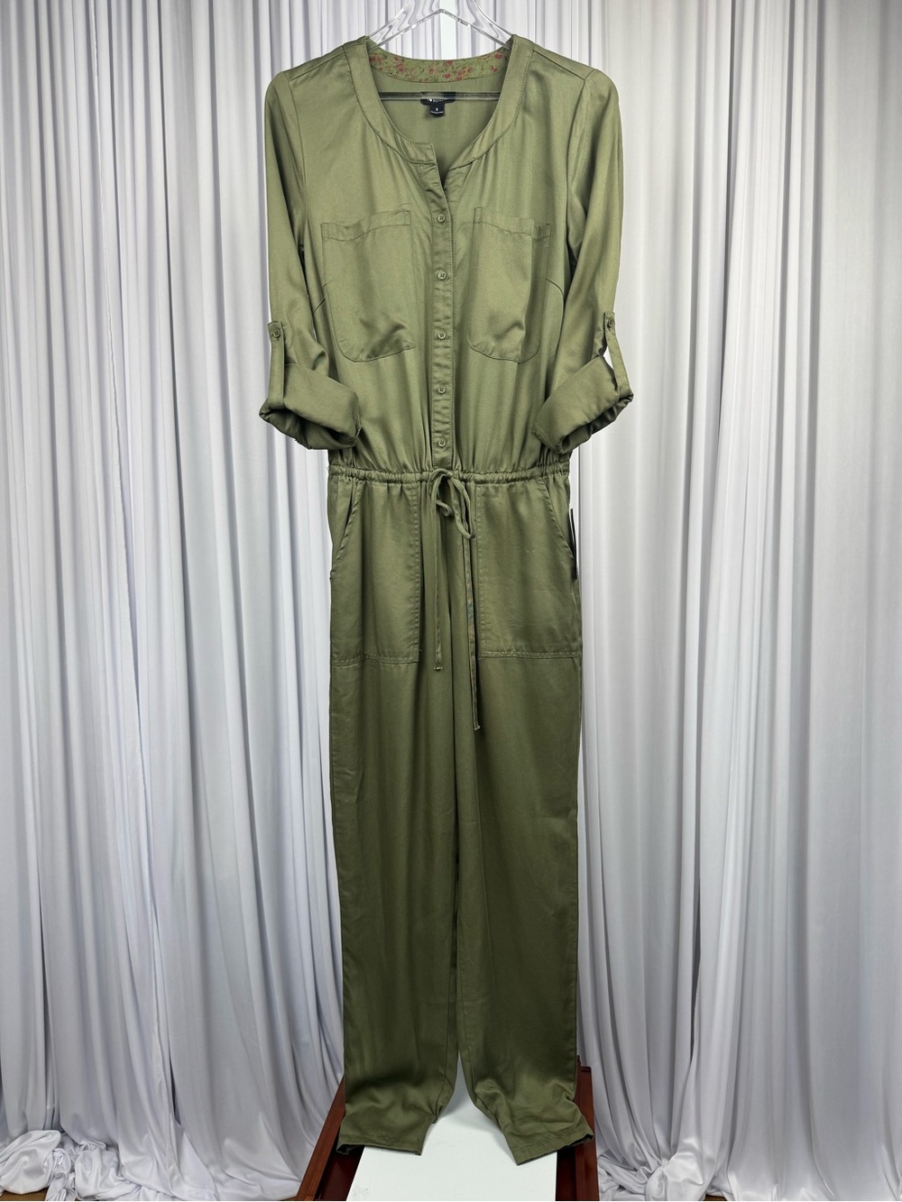 I Heart Ronson Women's Olive Green Utility Jumpsuit Size Small NWT